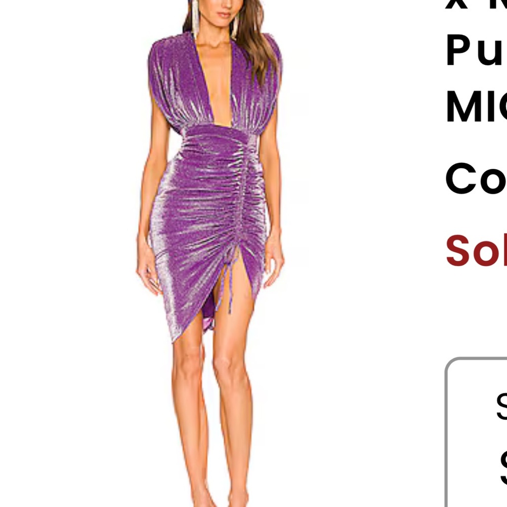 Michael Costello Purple Ruched Bodycon Mini Dress XS